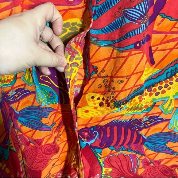 Vintage Albert & Pearl 100% Silk Tropical Fish Multicolor Shirt and Pants Set - Picture 5 of 16